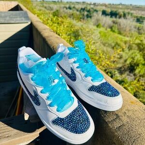 Nike Bling Sneakers , Blue Sequins and Laces sz 5Y, 6.5W